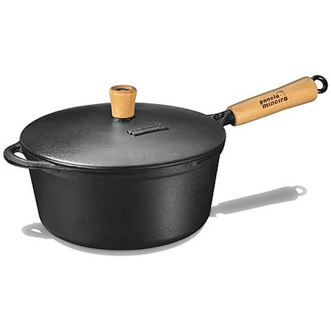 Caçarola de Ferro com Cabo de Madeira e Tampa de Ferro 4 L - Fumil