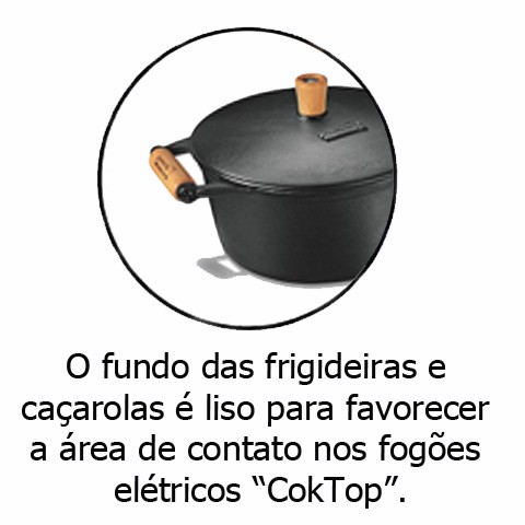 Caçarola de Ferro com Alça de Madeira e Tampa de Ferro 1,2 L - Fumil