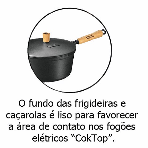 Caçarola de Ferro com Cabo de Madeira e Tampa de Ferro 2,2 L - Fumil