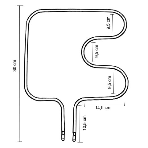 Resistência para Forno 1000W 110V Modelo Coração Virado pequena Volts