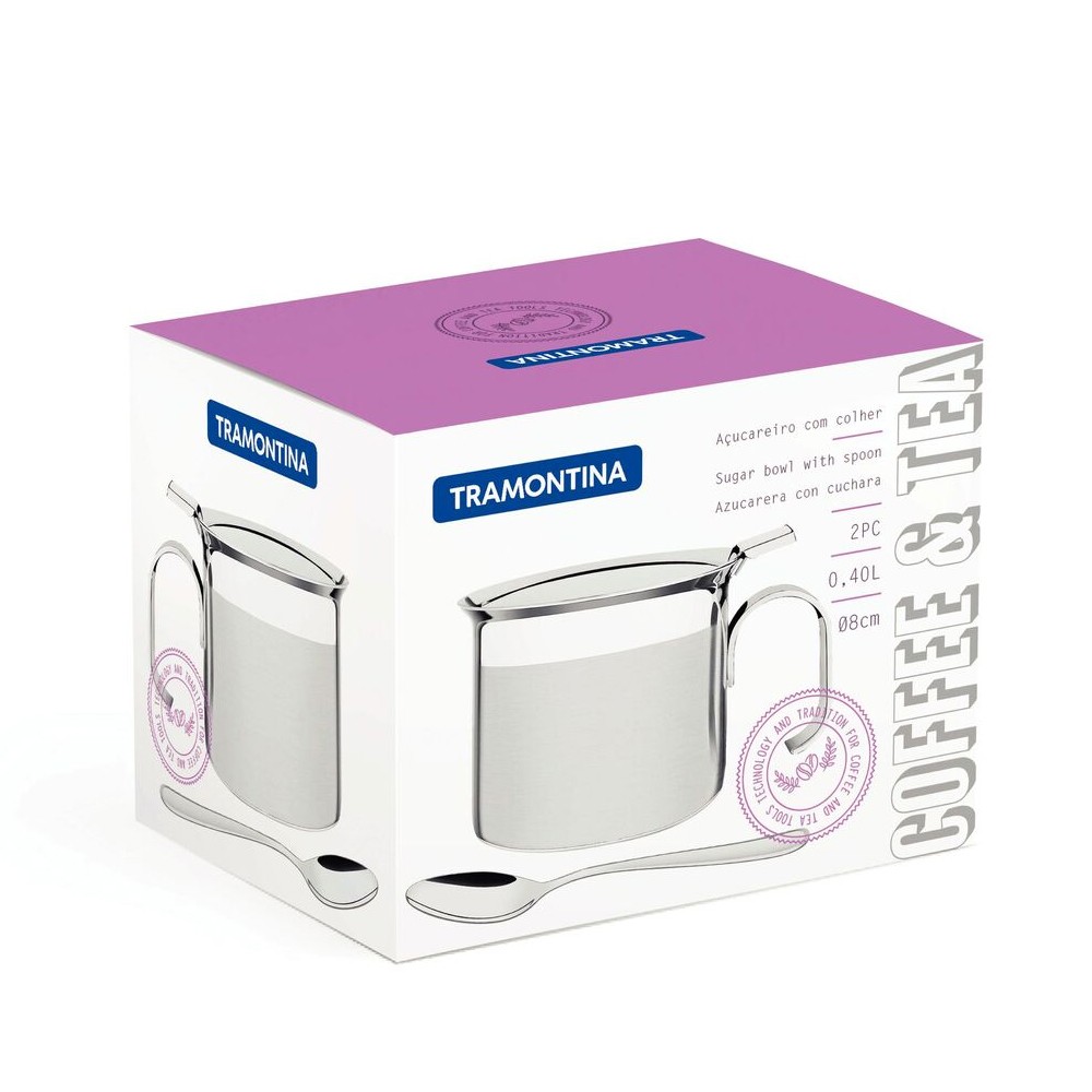 Açucareiro em inox com colher Buena - Tramontina 