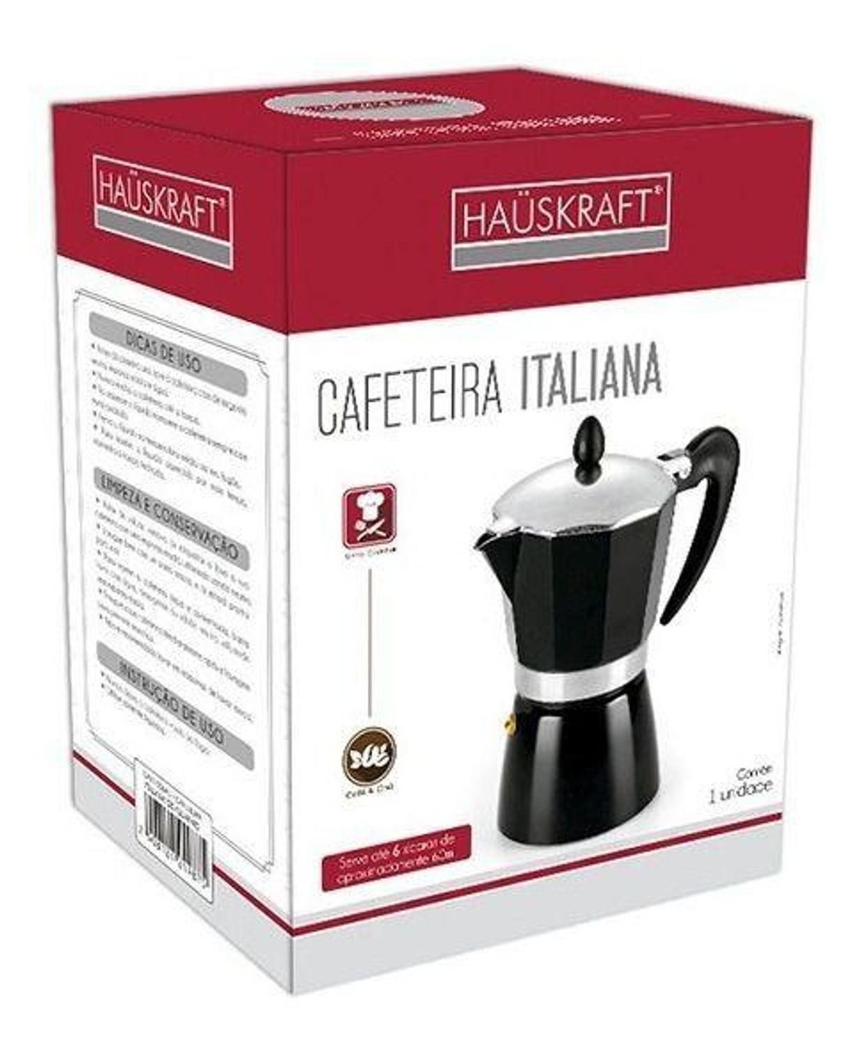 Cafeteira Italiana Preta 6 Xícaras - Haüskraft