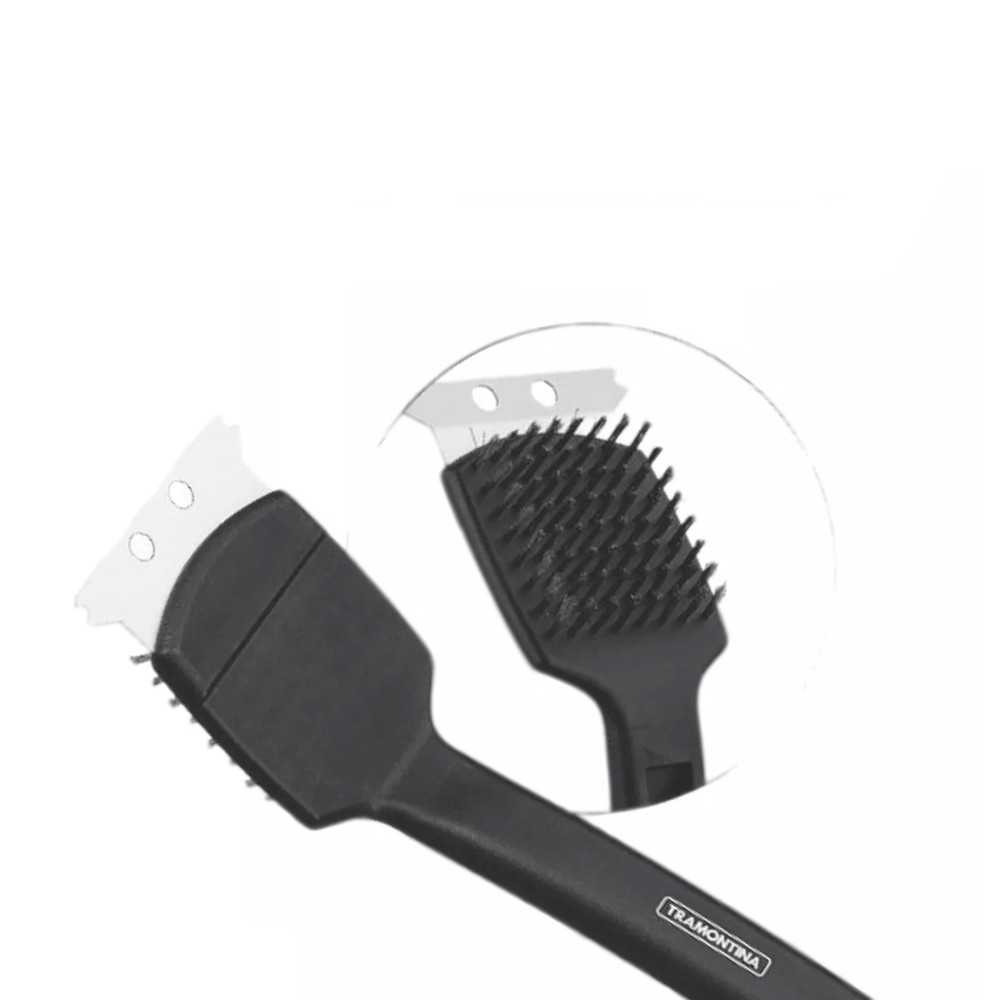 Escova Churrasco cerdas em aço inox e cabo de polipropileno - Tramontina