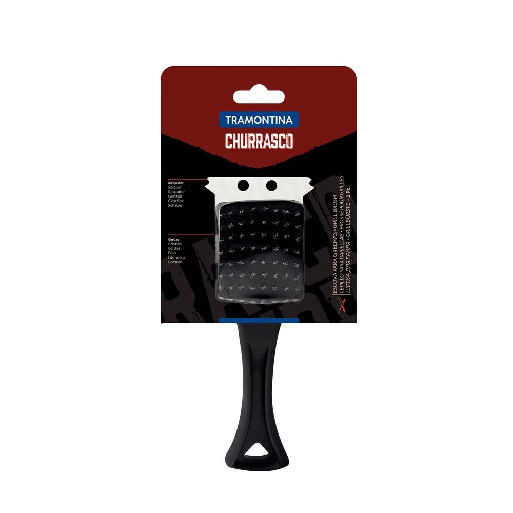 Escova Churrasco cerdas em aço inox e cabo de polipropileno - Tramontina