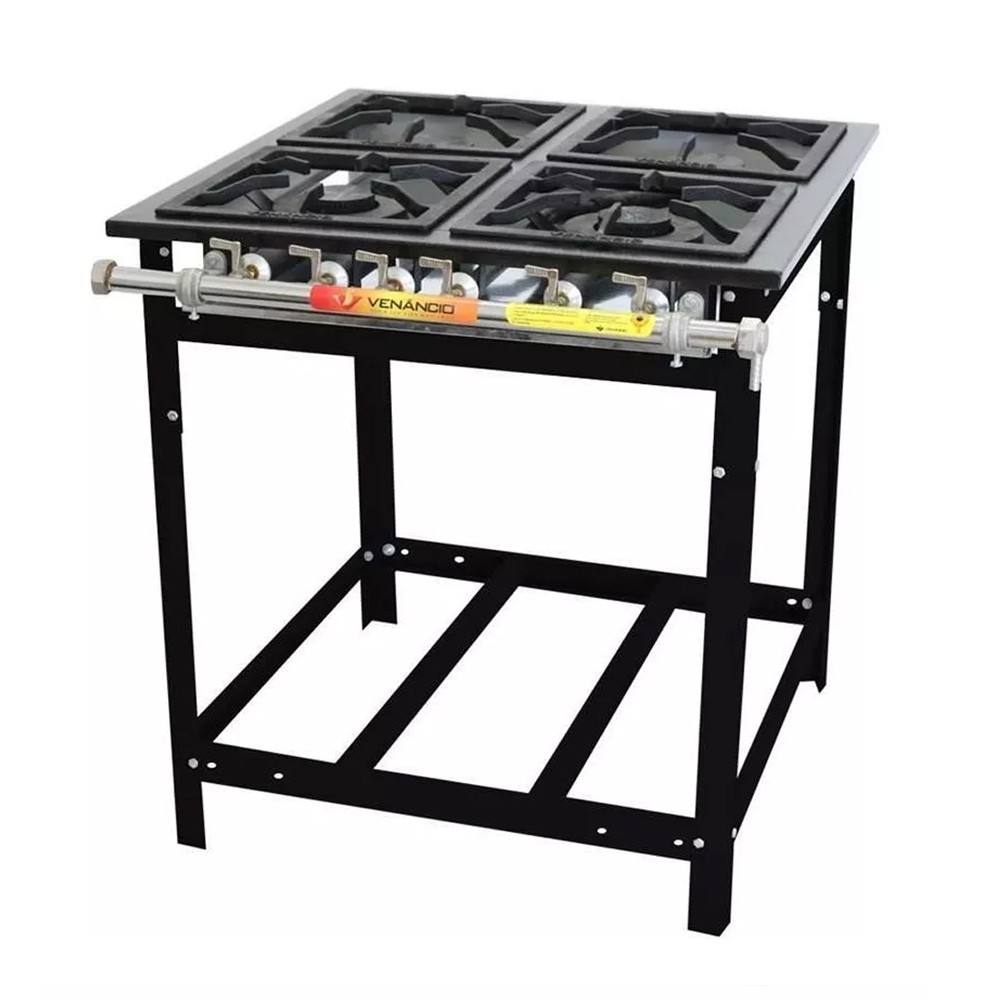Fogão Industrial a Gás 4 bocas 2 Bocas Duplas - Venâncio