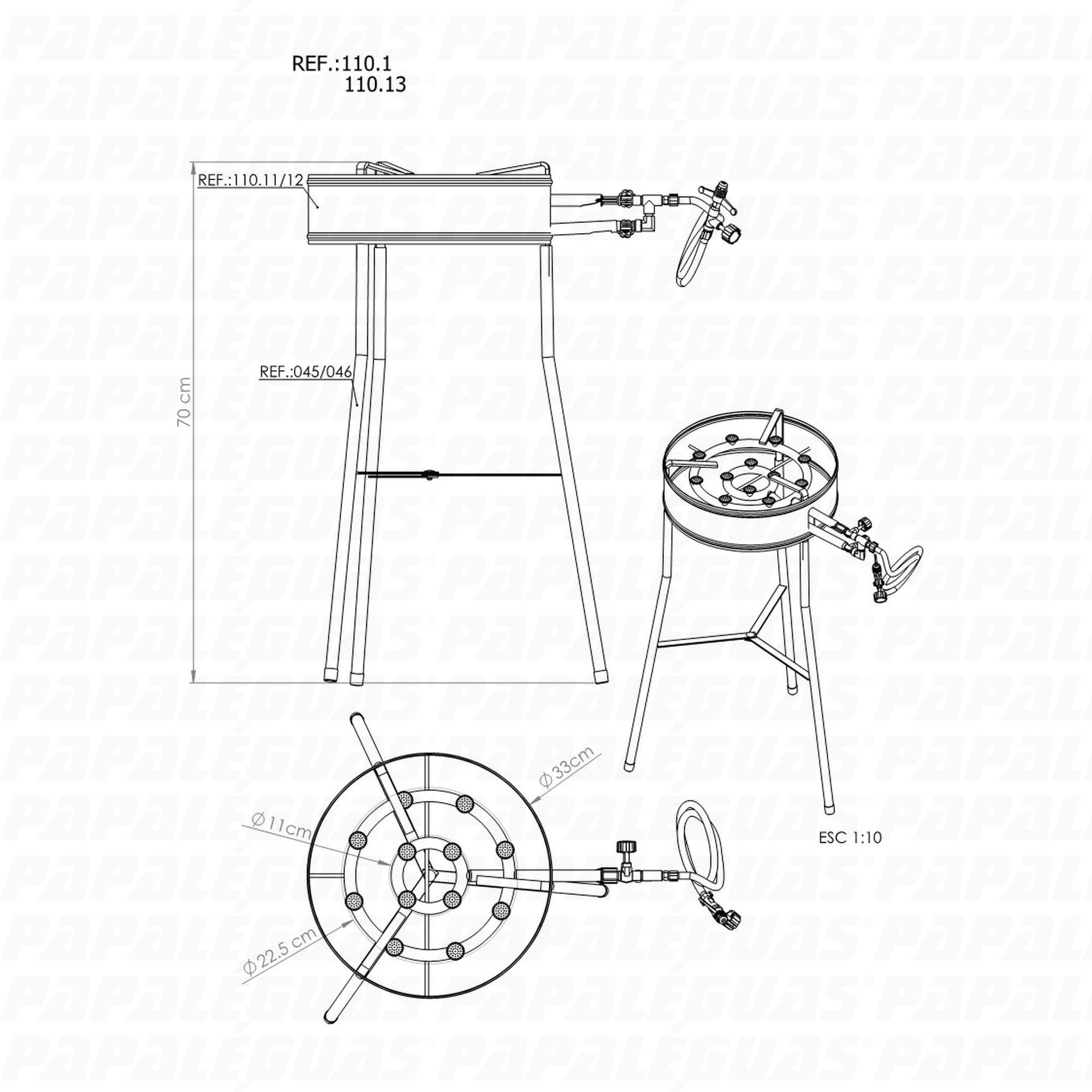 Fogareiro Redondo 12 Caulins com Borda e Tripé - Papaléguas