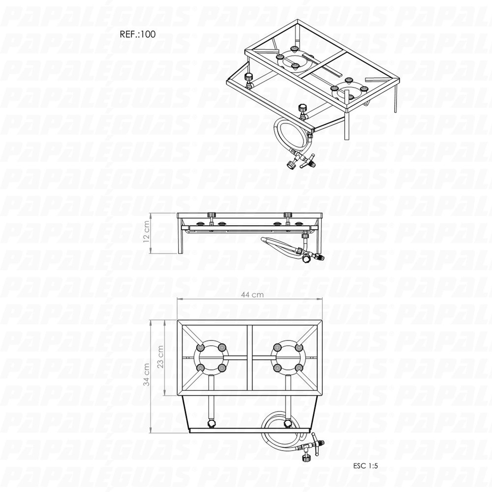 Fogareiro Papaléguas Quadrado 2 Bocas 23x44 Zincado Linha Leve