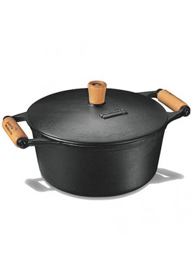 Caçarola de Ferro com Alça de Madeira e Tampa de Ferro 3 litros fumil