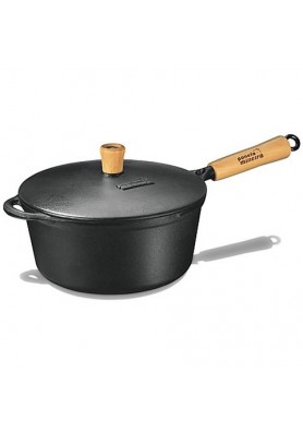 Caçarola de Ferro com Cabo de Madeira e Tampa de Ferro 1,2 L - Fumil